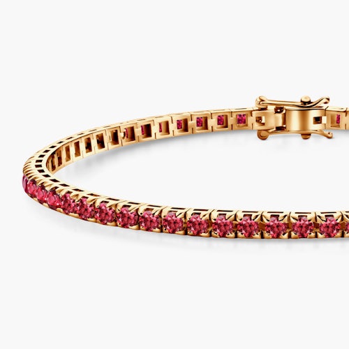 Bransoletka tenisowa Luminy 3,0mm: złota, rubiny